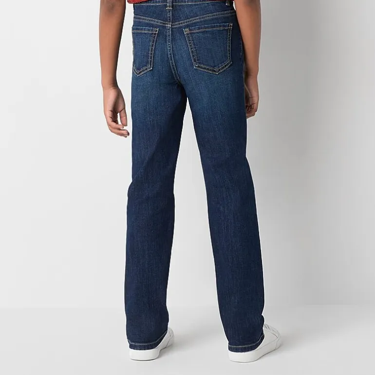 Thereabouts Little & Big Kid Girls Adjustable Waist Stretch Fabric Superflex Mid Rise Straight Leg Jean
