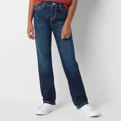 Thereabouts Little & Big Kid Girls Adjustable Waist Stretch Fabric Superflex Mid Rise Straight Leg Jean