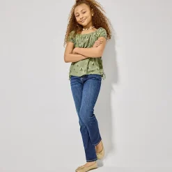 Thereabouts Little & Big Kid Girls Adjustable Waist Stretch Fabric Superflex Mid Rise Straight Leg Jean