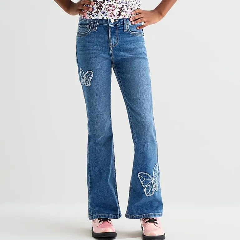 Thereabouts Little & Big Kid Girls Low Rise Flare Leg Jean