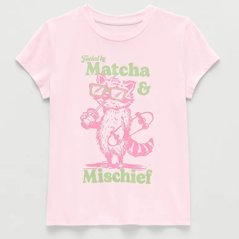 Thereabouts Little & Big Kid Girls Crew Neck Short Sleeve Classic Fit Graphic T-Shirt