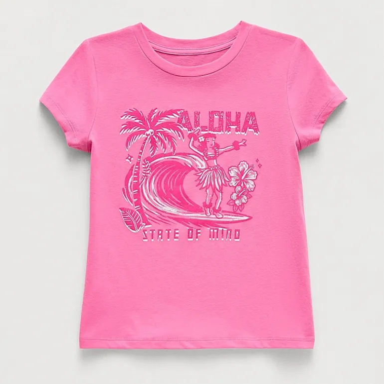 Thereabouts Little & Big Kid Girls Crew Neck Short Sleeve Classic Fit Graphic T-Shirt