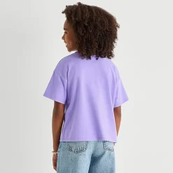 Thereabouts Little & Big Kid Girls Crew Neck Short Sleeve Boxy Fit Graphic T-Shirt