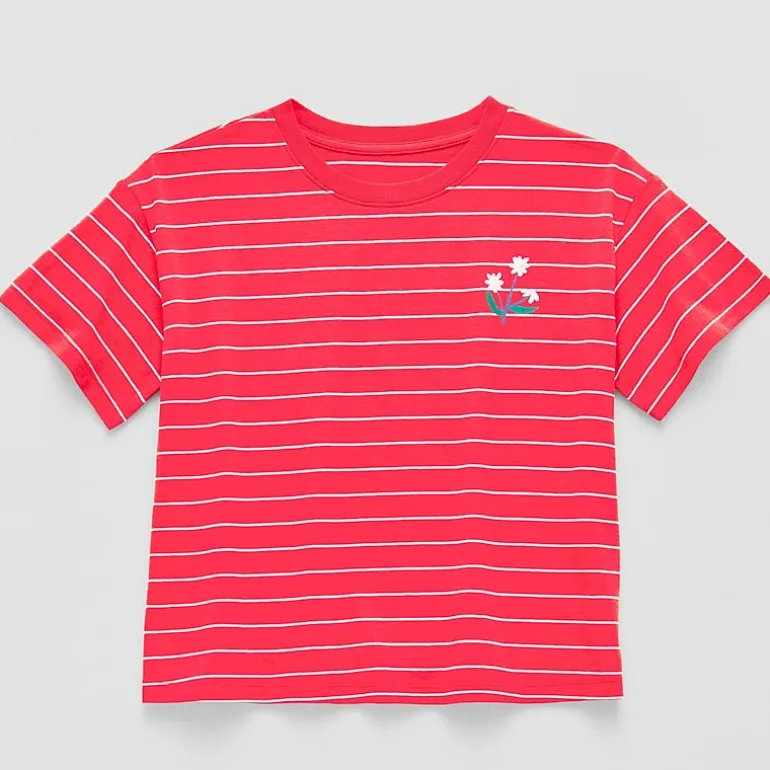 Thereabouts Little & Big Kid Girls Crew Neck Short Sleeve Boxy Fit Graphic T-Shirt