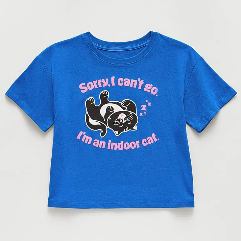 Thereabouts Little & Big Kid Girls Crew Neck Short Sleeve Boxy Fit Graphic T-Shirt