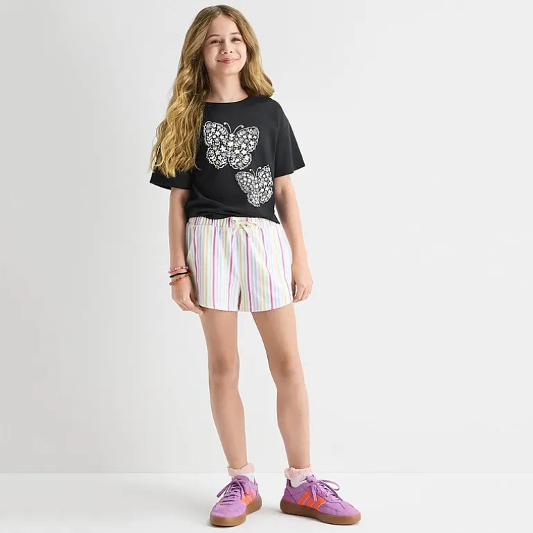 Thereabouts Little & Big Kid Girls Crew Neck Short Sleeve Boxy Fit Graphic T-Shirt