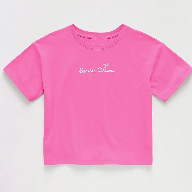 Thereabouts Little & Big Kid Girls Crew Neck Short Sleeve Boxy Fit Graphic T-Shirt
