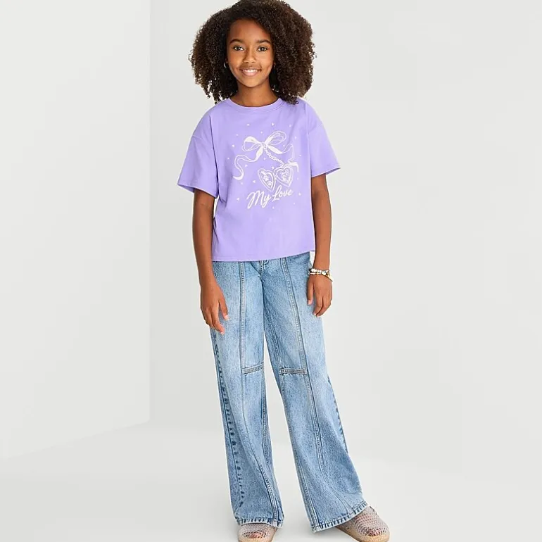 Thereabouts Little & Big Kid Girls Crew Neck Short Sleeve Boxy Fit Graphic T-Shirt