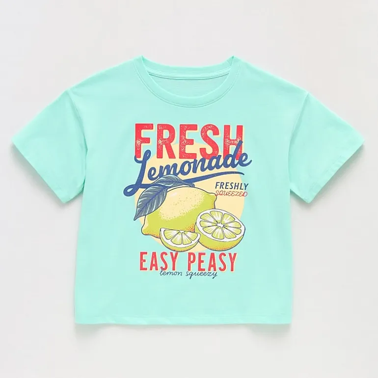 Thereabouts Little & Big Kid Girls Crew Neck Short Sleeve Boxy Fit Graphic T-Shirt