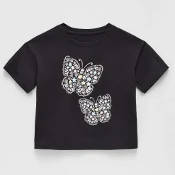 Thereabouts Little & Big Kid Girls Crew Neck Short Sleeve Boxy Fit Graphic T-Shirt
