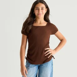 Thereabouts Little & Big Kid Girls Square Neck Short Sleeve T-Shirt