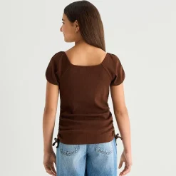 Thereabouts Little & Big Kid Girls Square Neck Short Sleeve T-Shirt
