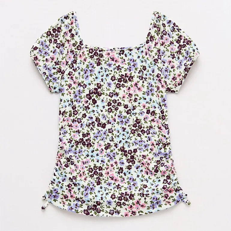 Thereabouts Little & Big Kid Girls Square Neck Short Sleeve T-Shirt