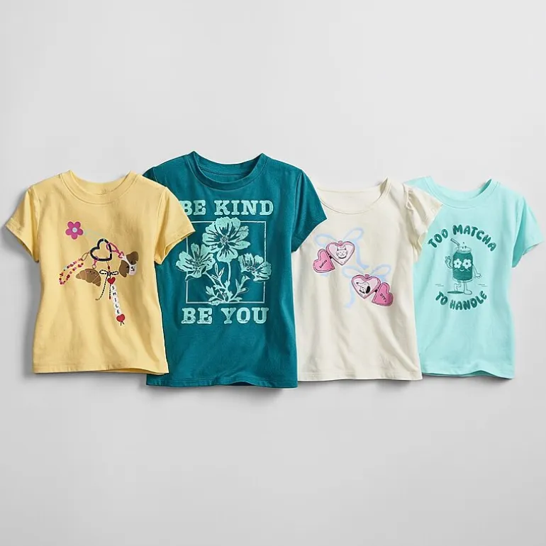 Thereabouts Little & Big Kid Girls Crew Neck Short Sleeve Regular Fit Graphic T-Shirt