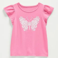 Thereabouts Little & Big Kid Girls Crew Neck Short Sleeve Regular Fit Graphic T-Shirt