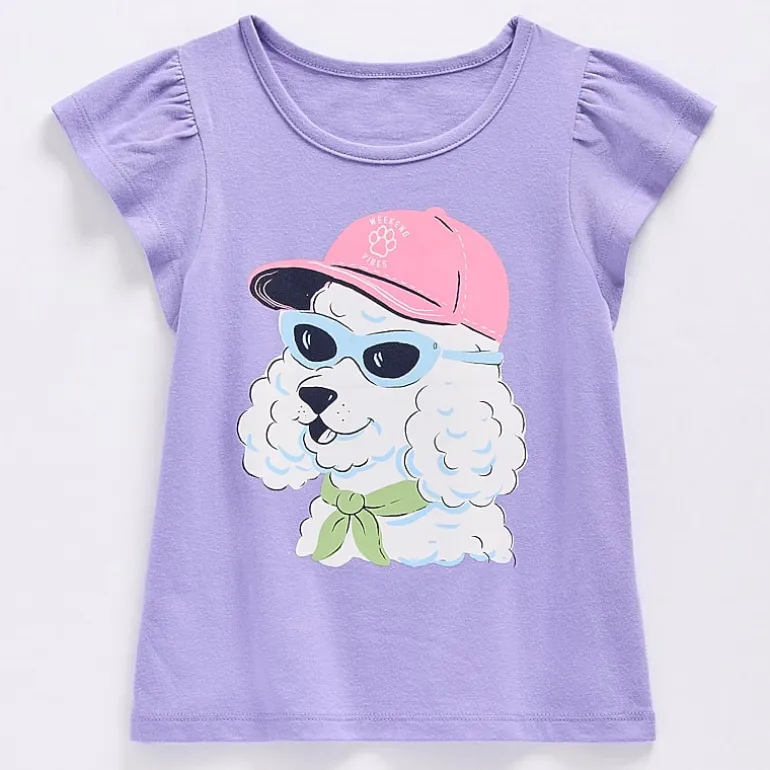 Thereabouts Little & Big Kid Girls Crew Neck Short Sleeve Regular Fit Graphic T-Shirt
