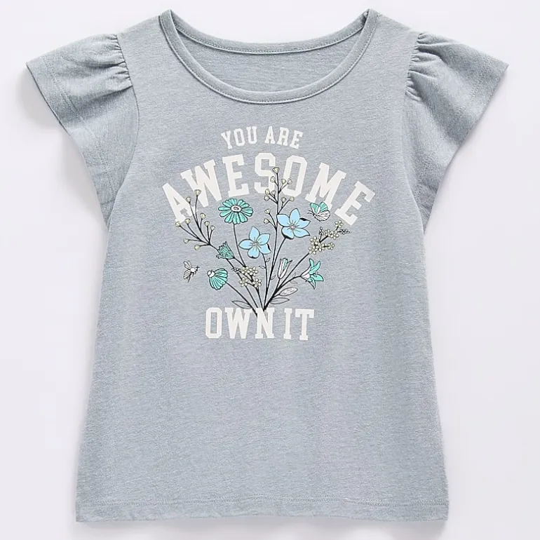 Thereabouts Little & Big Kid Girls Crew Neck Short Sleeve Regular Fit Graphic T-Shirt