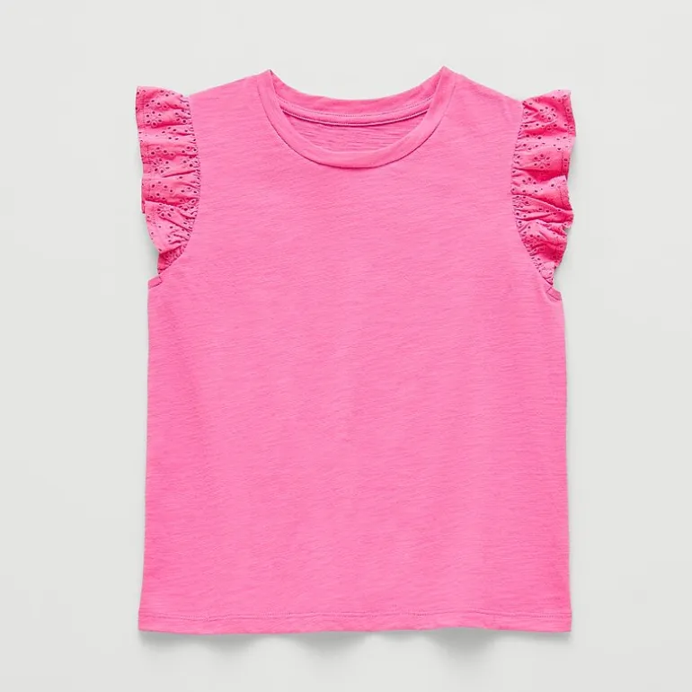 Thereabouts Little & Big Kid Girls Crew Neck Short Sleeve Embroidered T-Shirt