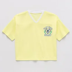 Thereabouts Little & Big Kid Girls V Neck Short Sleeve Oversized Graphic T-Shirt