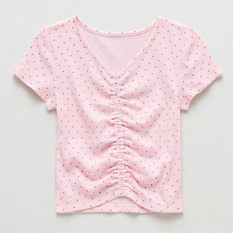 Thereabouts Little & Big Kid Girls V Neck Short Sleeve T-Shirt
