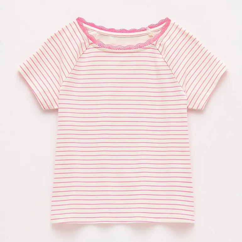 Thereabouts Little & Big Kid Girls Boat Neck Short Sleeve Lace Trim T-Shirt