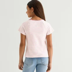 Thereabouts Little & Big Kid Girls Boat Neck Short Sleeve Lace Trim T-Shirt