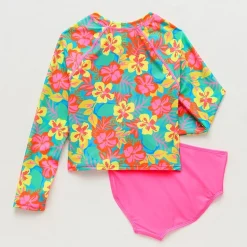 Thereabouts Little & Big Kid Girls UV Protection Floral 2-pc. Rash Guard Set