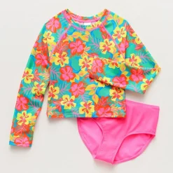 Thereabouts Little & Big Kid Girls UV Protection Floral 2-pc. Rash Guard Set