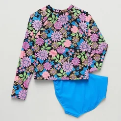 Thereabouts Little & Big Kid Girls Floral 2-pc. Rash Guard Set