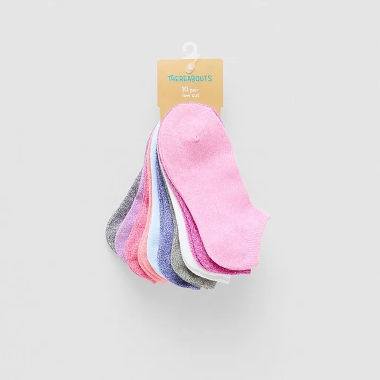 Thereabouts Little & Big Kid Girls 10 Pair Low Cut Socks