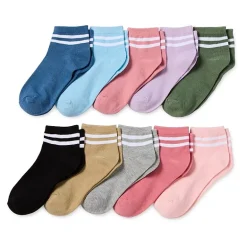 Thereabouts Little & Big Kid Girls 10 Pair Quarter Ankle Socks