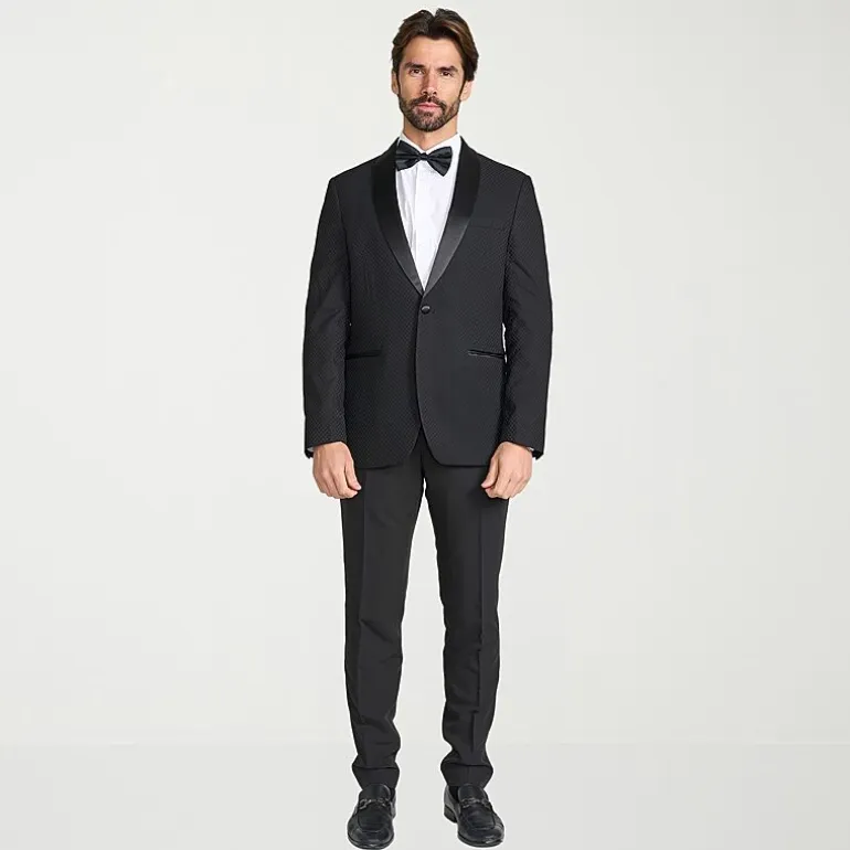 The Savile Row Co Mens Jacquard Slim Fit Sport Coat