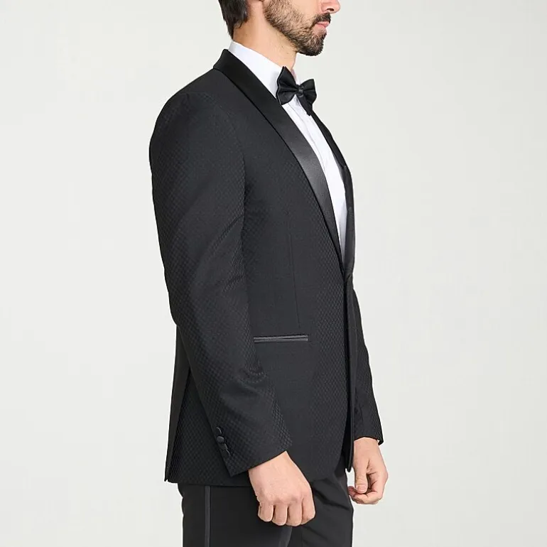 The Savile Row Co Mens Jacquard Slim Fit Sport Coat