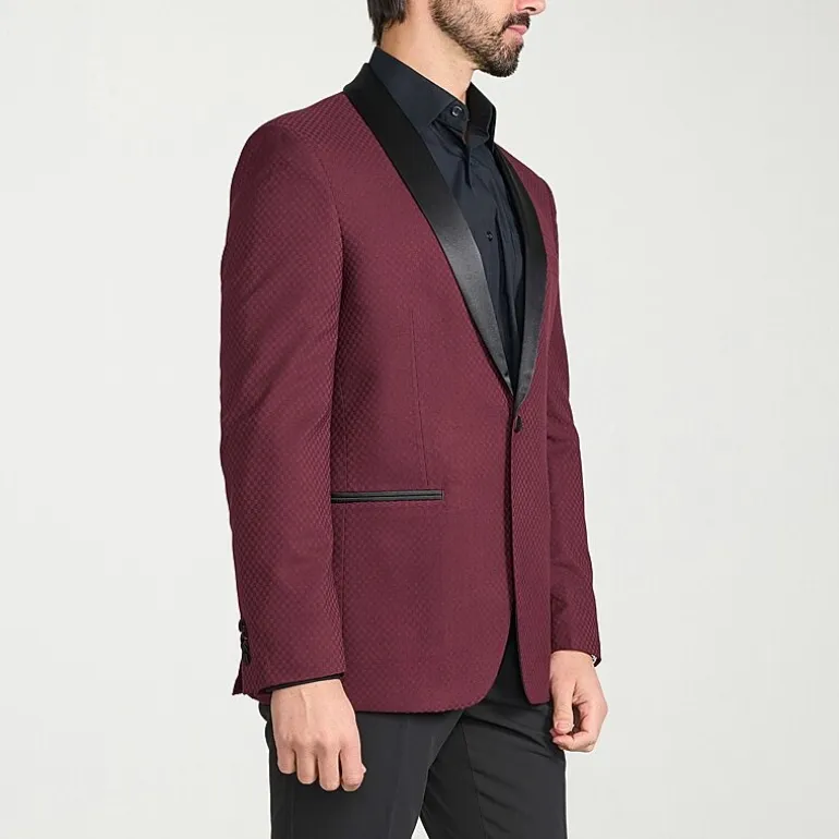 The Savile Row Co Mens Jacquard Slim Fit Sport Coat