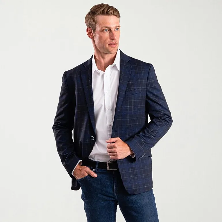 The Savile Row Co Mens Plaid Modern Fit Sport Coat