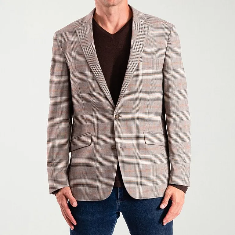 The Savile Row Co Mens Plaid Modern Fit Sport Coat