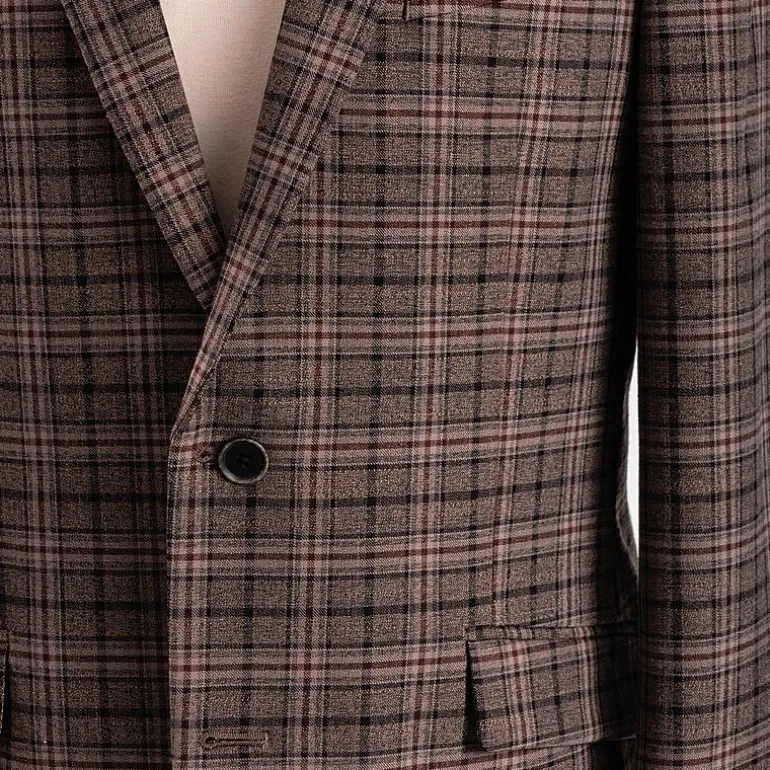 The Savile Row Co Mens Plaid Modern Fit Sport Coat