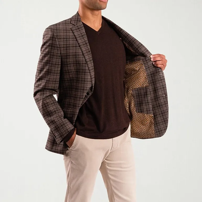 The Savile Row Co Mens Plaid Modern Fit Sport Coat