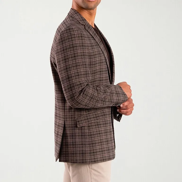 The Savile Row Co Mens Plaid Modern Fit Sport Coat