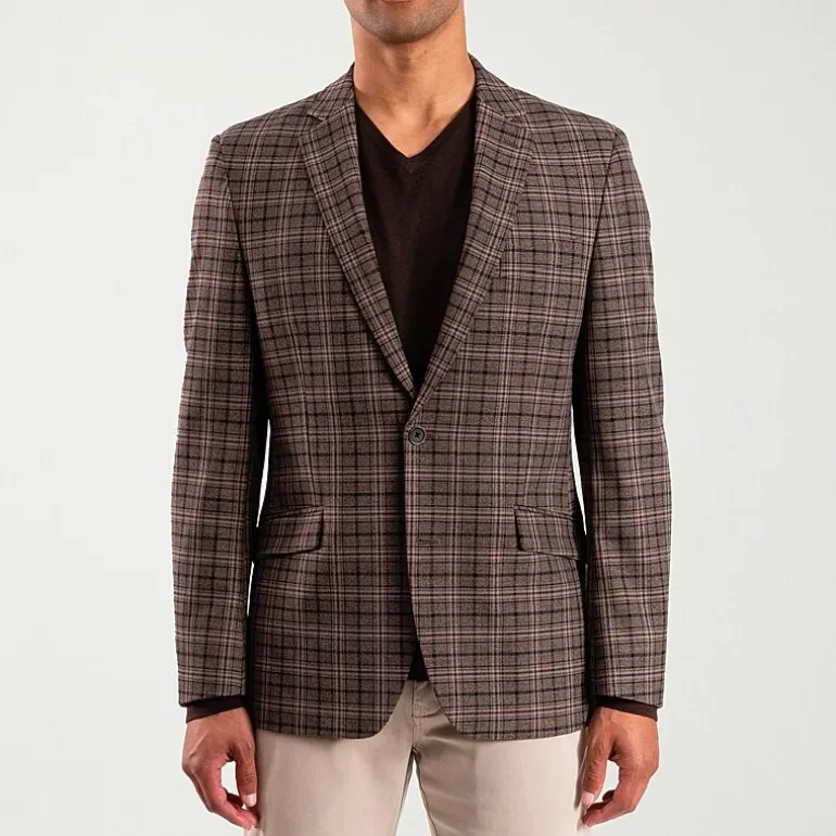 The Savile Row Co Mens Plaid Modern Fit Sport Coat