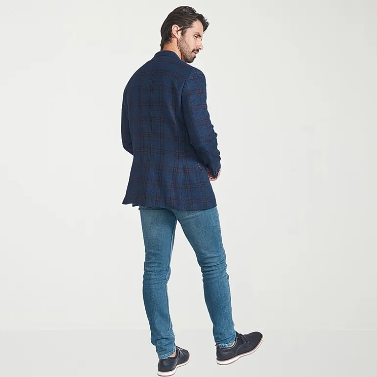 The Savile Row Co Mens Plaid Modern Fit Sport Coat