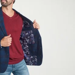 The Savile Row Co Mens Plaid Modern Fit Sport Coat