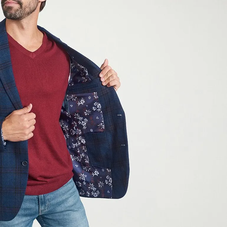 The Savile Row Co Mens Plaid Modern Fit Sport Coat