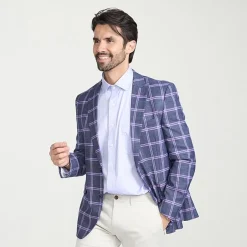 The Savile Row Co Mens Plaid Modern Fit Sport Coat