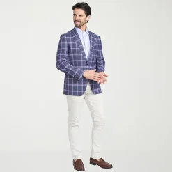 The Savile Row Co Mens Plaid Modern Fit Sport Coat
