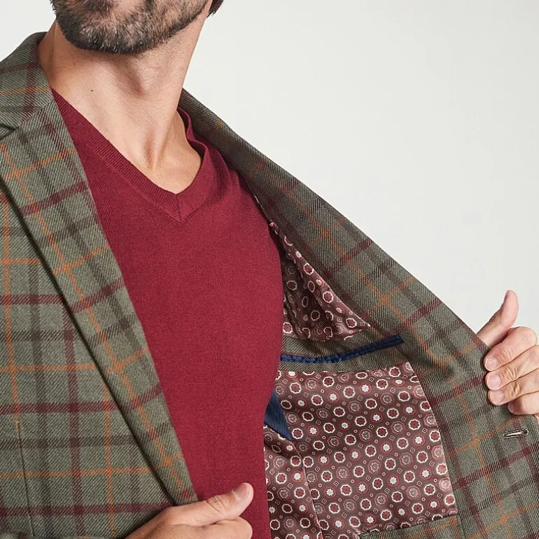 The Savile Row Co Mens Windowpane Modern Fit Sport Coat