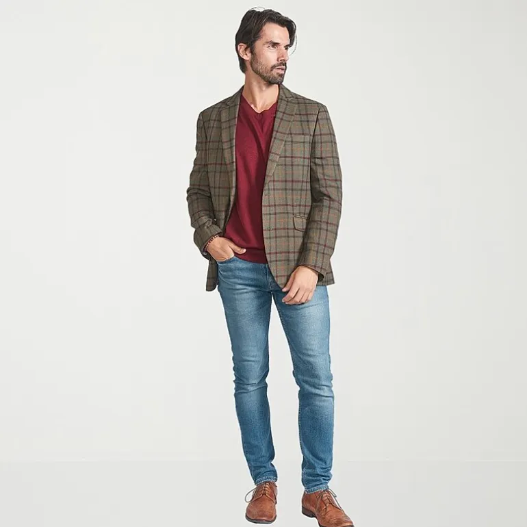 The Savile Row Co Mens Windowpane Modern Fit Sport Coat