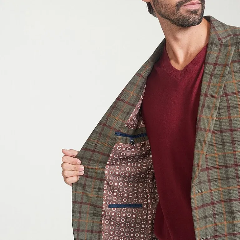 The Savile Row Co Mens Windowpane Modern Fit Sport Coat