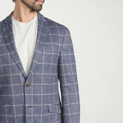 The Savile Row Co Mens Windowpane Modern Fit Sport Coat