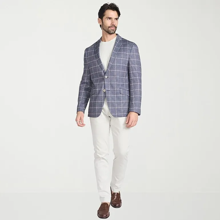 The Savile Row Co Mens Windowpane Modern Fit Sport Coat